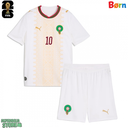 Marokko Brahim Diaz #10 Replika Babytøj Udebanesæt Børn VM 2026 Kortærmet (+ Korte bukser)